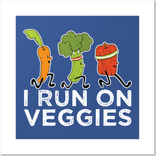 i run on veggies running vegetables 2 Posters and Art